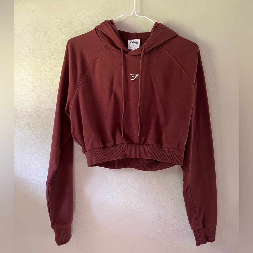 Size S, Gymshark cropped hoodie, burgundy color